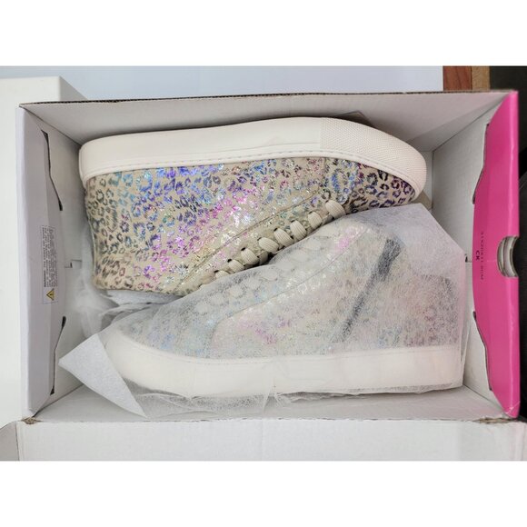 Hey Girl by Corkys Size 8 Leopard Imagine High Top Sneakers Beige Metallic - Picture 7 of 8